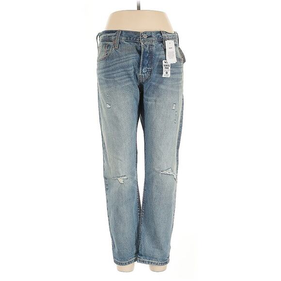 NWT LEVI’S 501 WHITE OAK, SELVEDGE DENIM JEANS, DISTRESSED Tapered Leg 31 X 32 - Picture 1 of 3